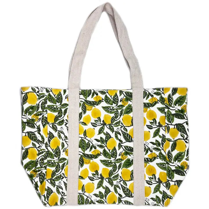 Handcrafted Large Tote - Lemon Print