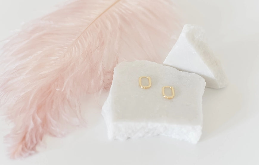 18k Gold Plated Earrings-Huggies Hoops