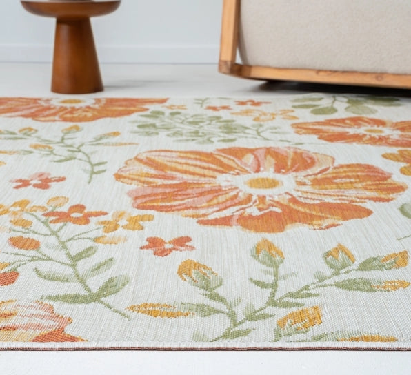 Floral Coastal Indoor/Outdoor Reversible Area Rug (multiple colors available)