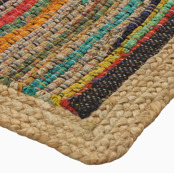 Multicolored Bohemian Jute Bordered Accent Rug