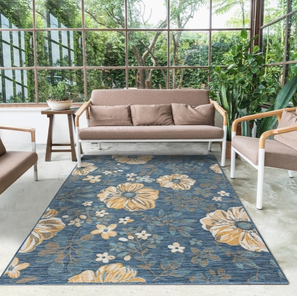Floral Coastal Indoor/Outdoor Reversible Area Rug (multiple colors available)